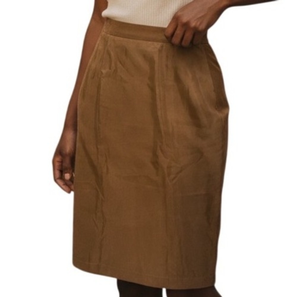 Silk Skirt Apart Brown Pencil‎ Straight Career Business Office Women Sz 12
